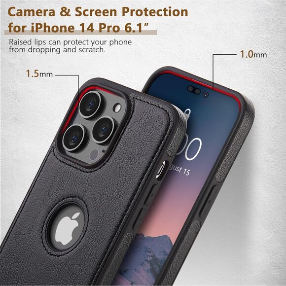 Iphone 14 Pro Black‎ Leather Case (4031) - Picture 3 of 6